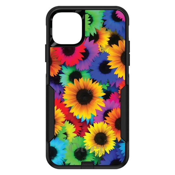 DistinctInk OtterBox Commuter Custom Case for Apple iPhone 11 (6.1" Screen) - Red Green Yellow Sunflowers - Lightweight Grip