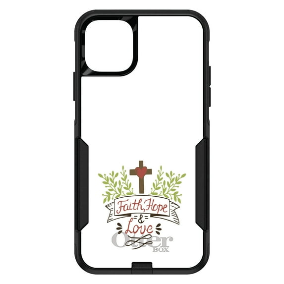 DistinctInk OtterBox Commuter Custom Case for Apple iPhone 11 Pro (5.8" Screen) - Cross & Leaves - Slim Profile Design