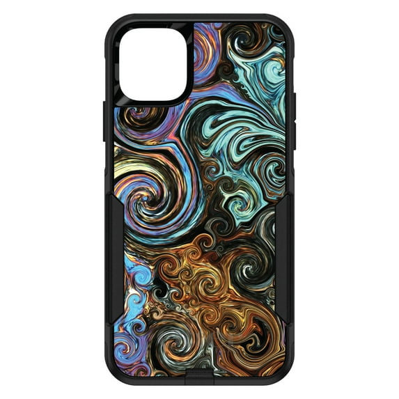 DistinctInk OtterBox Commuter Custom Case for Apple iPhone 11 Pro (5.8" Screen) - Abstract Swirls - Wireless Charging Compatible