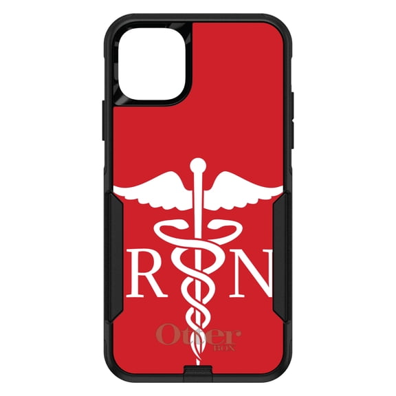 DistinctInk Case for iPhone 11 PRO (6.1" Screen) - OtterBox Commuter Custom Black Case - RN Registered Nurse Symbol - Show Your Support for Nurses