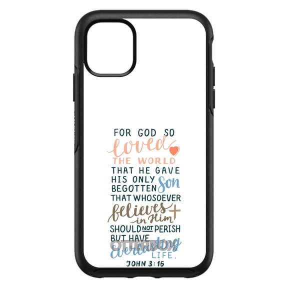 DistinctInk OtterBox Symmetry Custom Case for Apple iPhone 11 Pro (5.8" Screen) - For God So Loved The World - Shockproof Protection