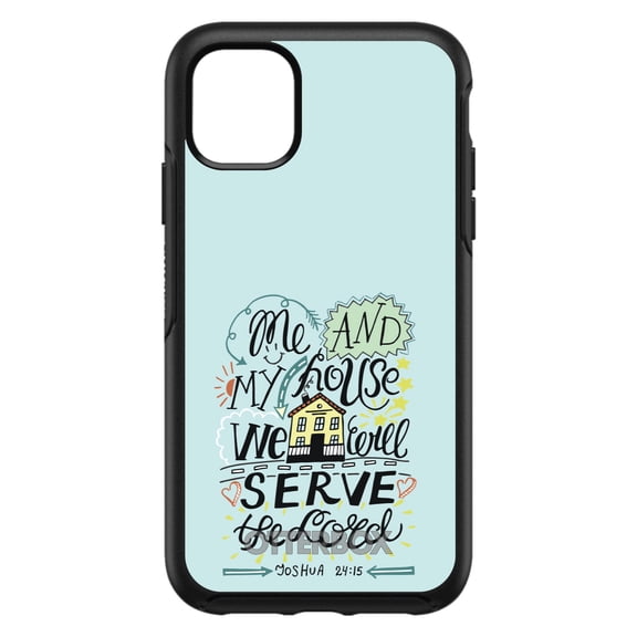 DistinctInk OtterBox Symmetry Custom Case for Apple iPhone 11 Pro (5.8" Screen) - We Will Serve the Lord - Raised Bezel Screen Guard