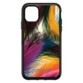 thumbnail image 1 of DistinctInk Case for iPhone 11 PRO (6.1" Screen) - OtterBox Symmetry Custom Black Case - Multi Color Feathers, 1 of 2