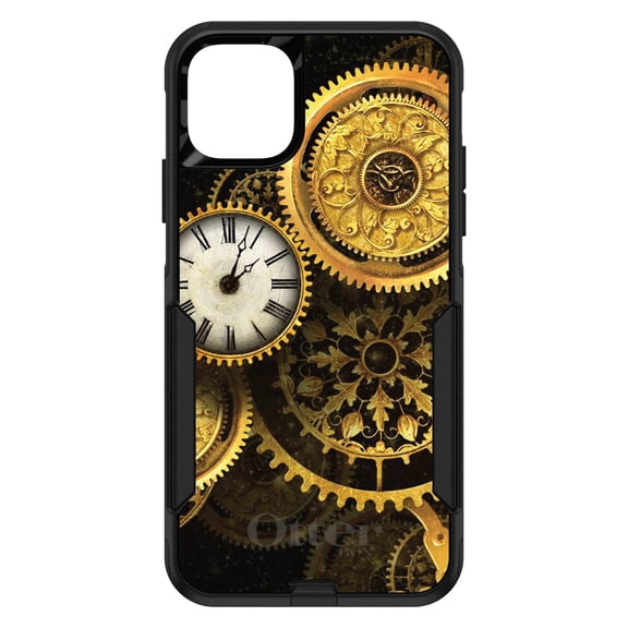 DistinctInk OtterBox Commuter Custom Case for Apple iPhone 11 Pro Max (6.5" Screen) - Clocks Clockwork Gold - Slim Profile Design