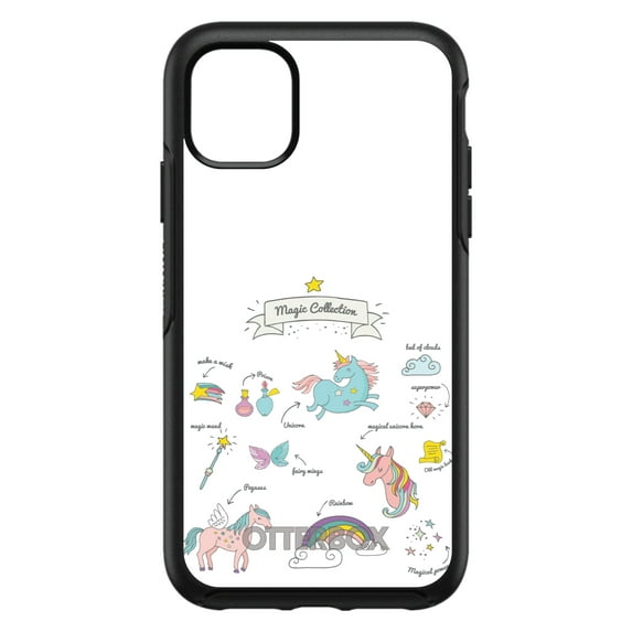 DistinctInk OtterBox Symmetry Custom Case for Apple iPhone 11 Pro Max (6.5" Screen) - Unicorn, Rainbow - Raised Bezel Screen Guard