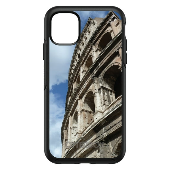 DistinctInk Case for iPhone 11 Pro MAX (6.7" Screen) - OtterBox Symmetry Custom Black Case - Roman Colosseum Rome