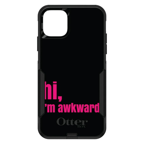 DistinctInk OtterBox Commuter Custom Case for Apple iPhone 12 (6.1" Screen) - Black Hot Pink "hi, I'm awkward. - Shockproof Protection