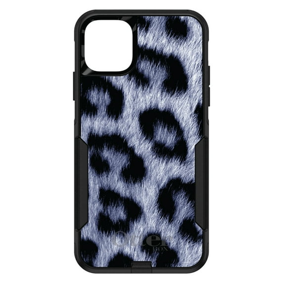 DistinctInk OtterBox Commuter Custom Case for Apple iPhone 12 (6.1" Screen) - Blue Black Leopard Fur Skin Print - Raised Bezel Screen Guard