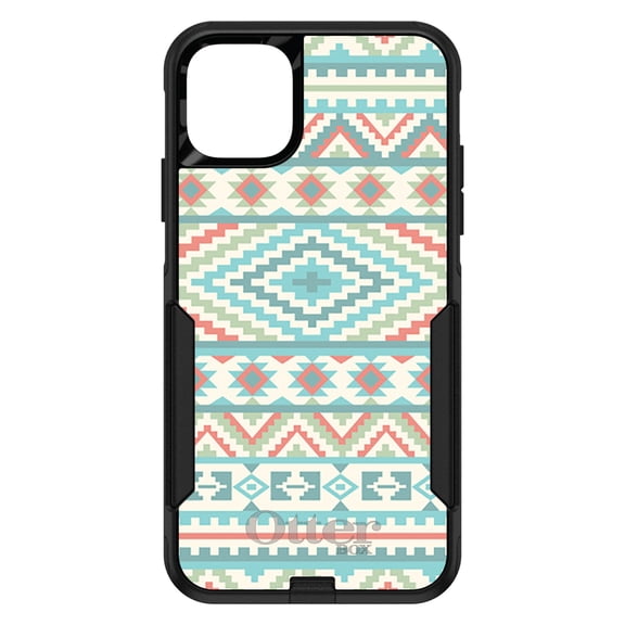 DistinctInk OtterBox Commuter Custom Case for Apple iPhone 12 (6.1" Screen) - Blue Orange White Tribal Print - Lightweight Grip