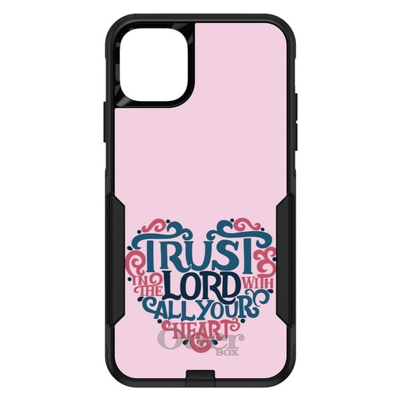 DistinctInk OtterBox Commuter Custom Case for Apple iPhone 12 (6.1" Screen) - Trust In The Lord With All Your Heart - Shockproof Protection