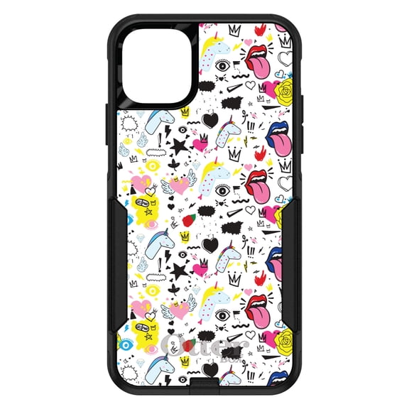 DistinctInk OtterBox Commuter Custom Case for Apple iPhone 12 Mini (5.4" Screen) - Unicorn Crowns Loud Mouth - Raised Bezel Screen Guard