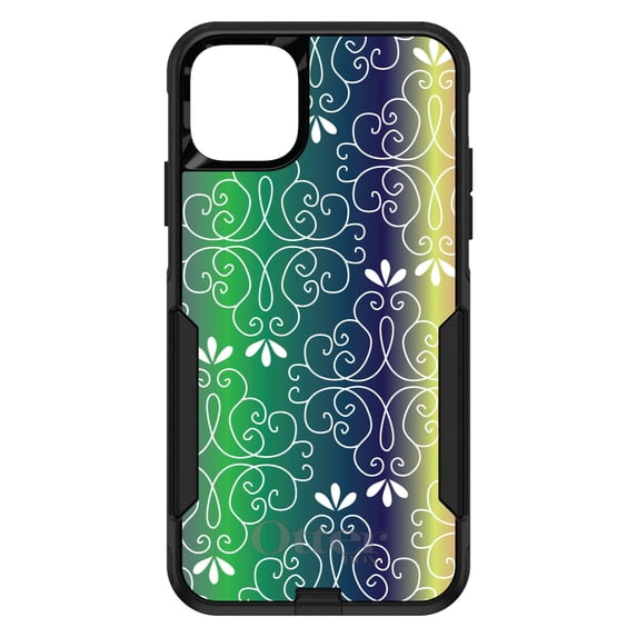 DistinctInk OtterBox Commuter Custom Case for Apple iPhone 12 Mini (5.4" Screen) - Purple Green Blue Yellow Pink Gradient - Slim Profile Design