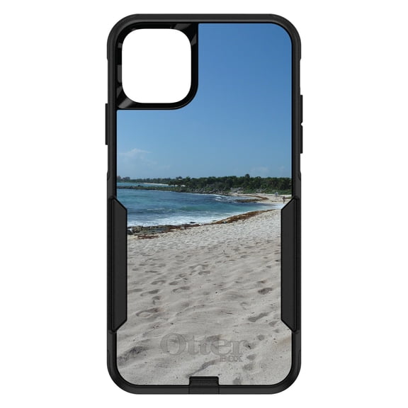 DistinctInk OtterBox Commuter Custom Case for Apple iPhone 12 Pro Max (6.7" Screen) - Beach Scene Akumal Mexico - Tempered Glass Back