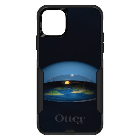 DistinctInk OtterBox Commuter Custom Case for Apple iPhone 12 Pro Max (6.7" Screen) - Flat Earth Map - Tempered Glass Back