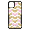 thumbnail image 1 of DistinctInk Case for iPhone 12 Pro MAX (6.7" Screen) - OtterBox Commuter Custom Black Case - Pink & Gold Print - Random Chevron Pattern, 1 of 2