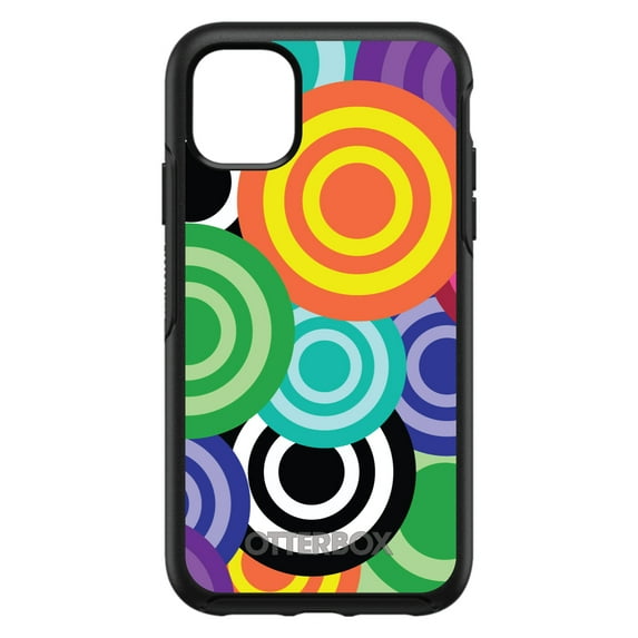 DistinctInk Case for iPhone 12 Pro MAX (6.7" Screen) - OtterBox Symmetry Custom Black Case - Multi Color Swirls