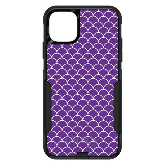 DistinctInk OtterBox Commuter Custom Case for Apple iPhone 13 (6.1" Screen) - Purple White Scalloped Pattern - Raised Bezel Screen Guard