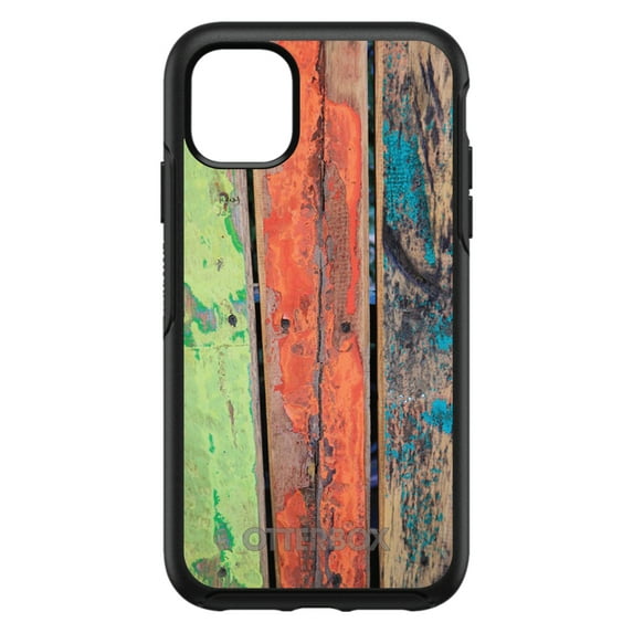 DistinctInk OtterBox Symmetry Custom Case for Apple iPhone 13 Mini (5.4" Screen) - Printed Wood Grain Image - Shockproof Protection