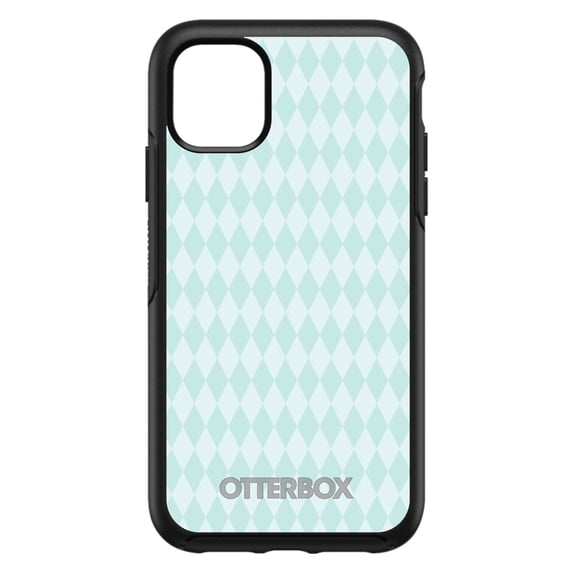 DistinctInk OtterBox Symmetry Custom Case for Apple iPhone 13 Mini (5.4" Screen) - Teal Diamond Pattern - Wireless Charging Compatible