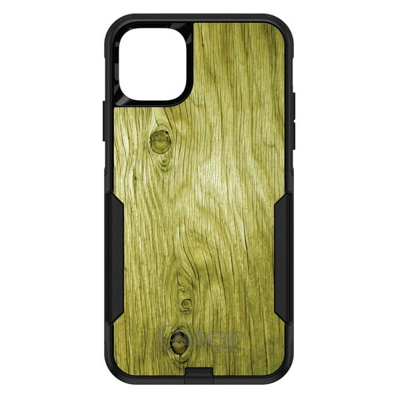 DistinctInk Case for iPhone 13 PRO (6.1" Screen) - OtterBox Commuter Custom Black Case - Yellow Weathered Wood Grain Print - Printed Wood Grain Image