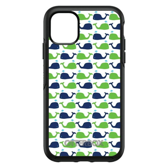 DistinctInk OtterBox Symmetry Custom Case for Apple iPhone 13 Pro (6.1" Screen) - Cartoon Whales - Lightweight Grip