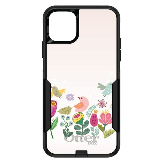 DistinctInk OtterBox Commuter Custom Case for Apple iPhone 13 Pro Max (6.7" Screen) - Flowers and Birds - Slim Profile Design