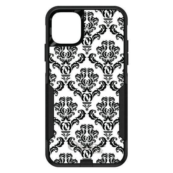 DistinctInk OtterBox Commuter Custom Case for Apple iPhone 13 Pro Max (6.7" Screen) - Floral Damask Pattern - Shockproof Protection