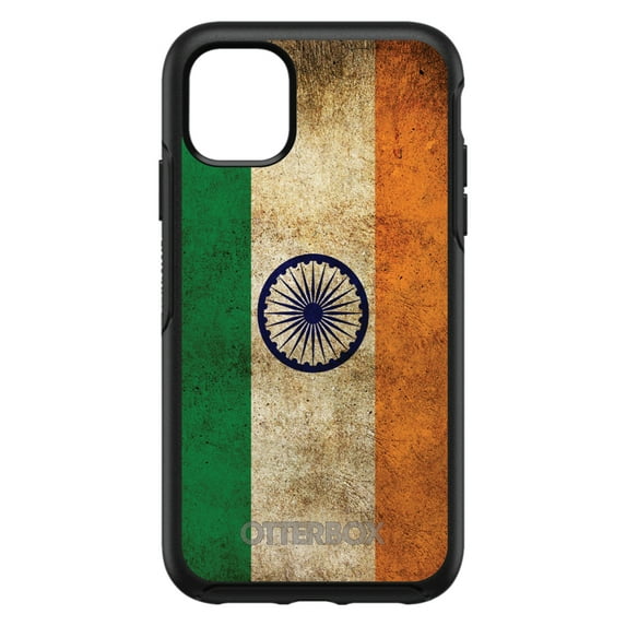DistinctInk Case for iPhone 13 Pro MAX (6.7" Screen) - OtterBox Symmetry Custom Black Case - India Old Flag Indian - Show Your Love of India