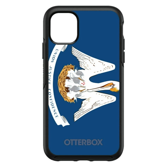 DistinctInk Case for iPhone 13 Pro MAX (6.7" Screen) - OtterBox Symmetry Custom Black Case - Louisiana State Flag - US State Flag