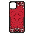 thumbnail image 1 of DistinctInk Case for iPhone 14 (6.1" Screen) - OtterBox Commuter Custom Black Case - Bandana Print - Red, Black, White, 1 of 2