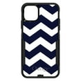 thumbnail image 1 of DistinctInk Case for iPhone 14 (6.1" Screen) - OtterBox Commuter Custom Black Case - Navy Blue White Chevron Stripes - Chevron Stripes Pattern, 1 of 2