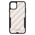thumbnail image 1 of DistinctInk OtterBox Commuter Custom Case for Apple iPhone 14 (6.1" Screen) - Rainbow Diagonal Stripes Pattern - Tempered Glass Back, 1 of 2