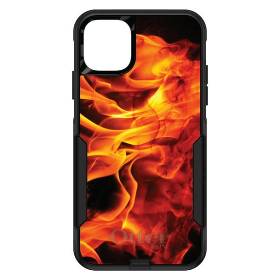 DistinctInk Case for iPhone 14 (6.1" Screen) - OtterBox Commuter Custom Black Case - Red Black Flame Fire - Printed Image of Fire