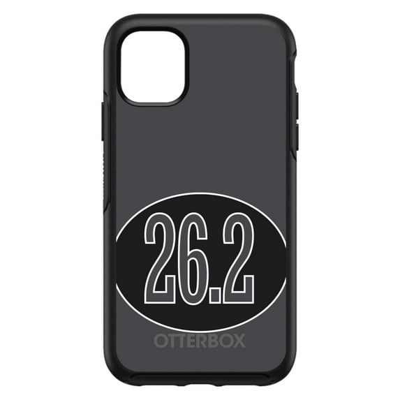 DistinctInk OtterBox Symmetry Custom Case for Apple iPhone 14 (6.1" Screen) - Show Your Love of Running - Tempered Glass Back