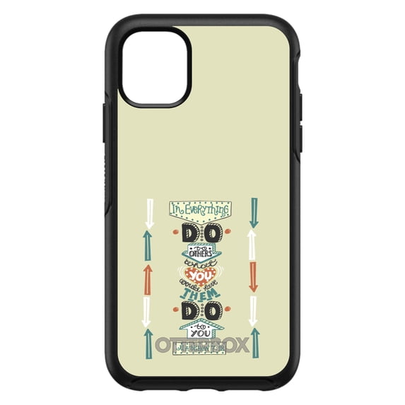 DistinctInk OtterBox Symmetry Custom Case for Apple iPhone 14 (6.1" Screen) - Do Unto Others - Wireless Charging Compatible