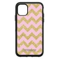 thumbnail image 1 of DistinctInk Case for iPhone 14 (6.1" Screen) - OtterBox Symmetry Custom Black Case - Pink & Gold Print - Chevron Pattern, 1 of 2