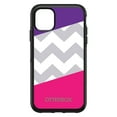 thumbnail image 1 of DistinctInk Case for iPhone 14 PRO (6.1" Screen) - OtterBox Symmetry Custom Black Case - Purple Pink Block Grey Chevron - Chevron Stripes Pattern, 1 of 2