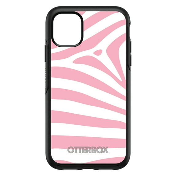 DistinctInk OtterBox Symmetry Custom Case for Apple iPhone 14 Pro Max (6.7" Screen) - Pink & White Zebra Skin Stripes - Lightweight Grip