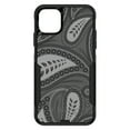 thumbnail image 1 of DistinctInk Case for iPhone 15 (6.1" Screen) - OtterBox Commuter Custom Black Case - Big Grey Black Paisley, 1 of 2