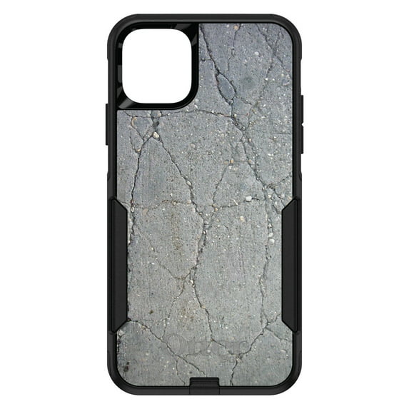 DistinctInk Case for iPhone 15 (6.1" Screen) - OtterBox Commuter Custom Black Case - Grey Cracked Concrete