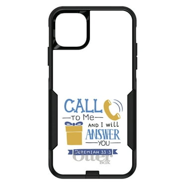 DistinctInk Case for iPhone 15 (6.1" Screen) - OtterBox Commuter Custom Black Case - Jeremiah 33:3 - Call to Me and I Will Answer