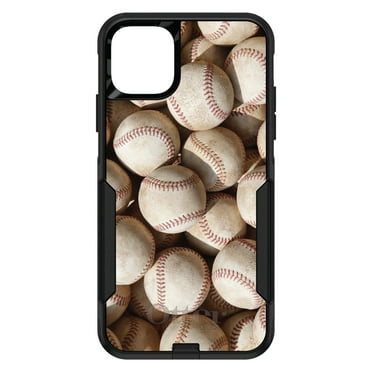 DistinctInk Case for iPhone 15 (6.1" Screen) - OtterBox Commuter Custom Black Case - Old Baseballs - Show Your Love of Baseball