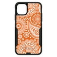 thumbnail image 1 of DistinctInk Case for iPhone 15 (6.1" Screen) - OtterBox Commuter Custom Black Case - Orange White Paisley, 1 of 2