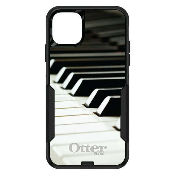 DistinctInk Case for iPhone 15 (6.1" Screen) - OtterBox Commuter Custom Black Case - Piano Keys Keyboard