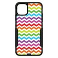 thumbnail image 1 of DistinctInk Case for iPhone 15 (6.1" Screen) - OtterBox Commuter Custom Black Case - Rainbow White Chevron Stripes Wave - Chevron Stripes Pattern, 1 of 2