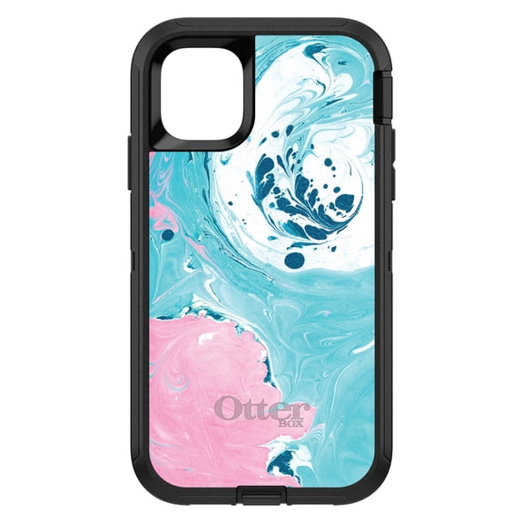 DistinctInk OtterBox Defender Custom Case for Apple iPhone 15 (6.1" Screen) - Printed Marble Image - Shockproof Protection