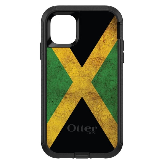 DistinctInk OtterBox Defender Custom Case for Apple iPhone 15 (6.1" Screen) - Show Your Love of Jamaica - Shockproof Protection