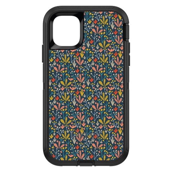 DistinctInk OtterBox Defender Custom Case for Apple iPhone 15 (6.1" Screen) - Navy Yellow Teal - Lightweight Grip