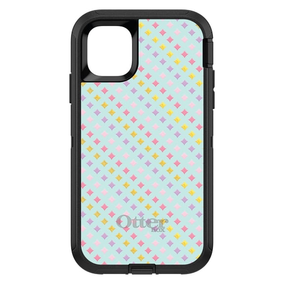 DistinctInk OtterBox Defender Custom Case for Apple iPhone 15 (6.1" Screen) - Pink Purple Teal - Lightweight Grip