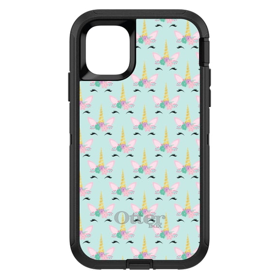 DistinctInk OtterBox Defender Custom Case for Apple iPhone 15 (6.1" Screen) - Teal Pink Purple - Shockproof Protection